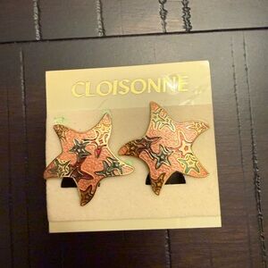 Cloisonne Starfish Earrings - Multicolor Design